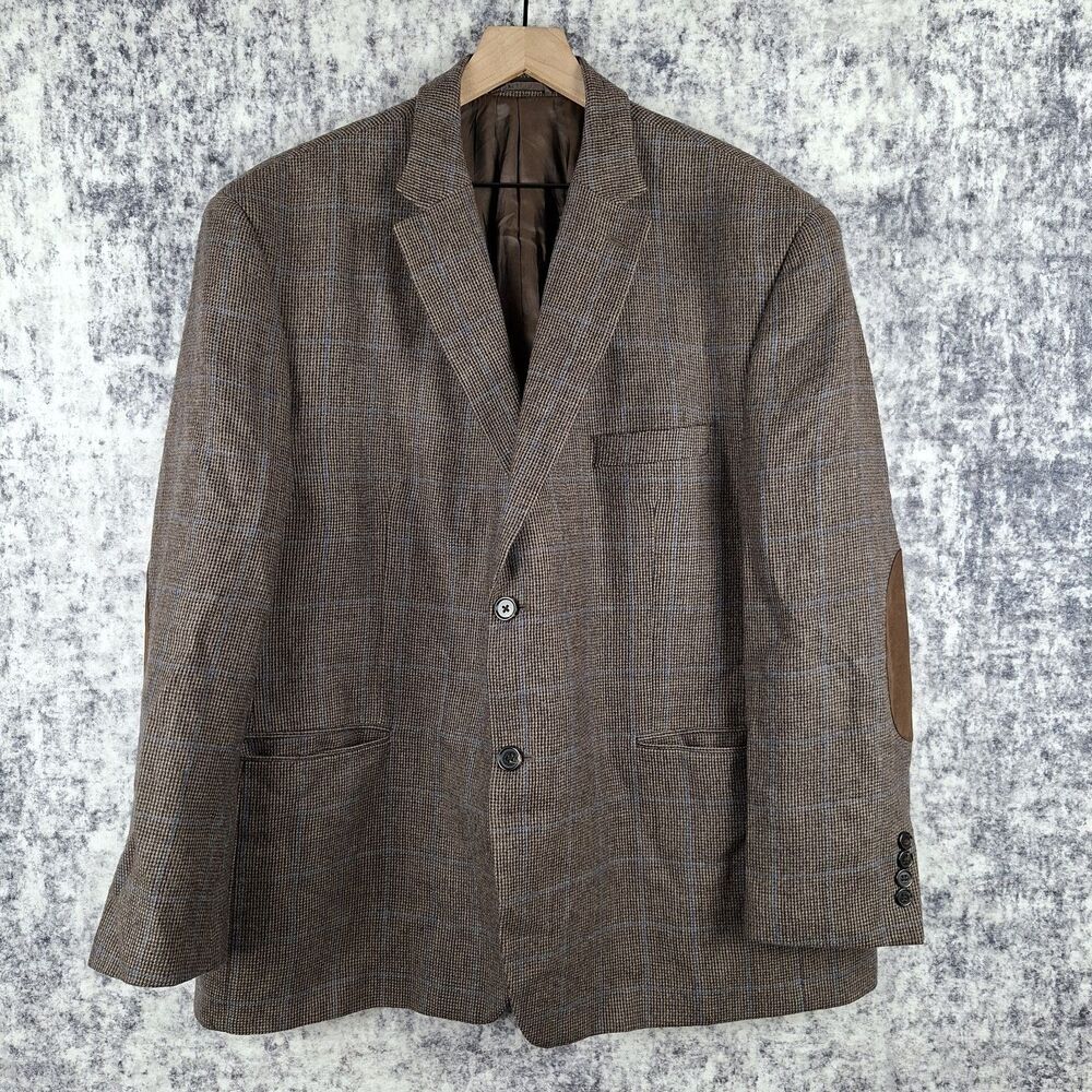 Lauren Ralph Lauren Mens 48S Ivy Prep Elbow Patch Windowpane Wool Sport Coat